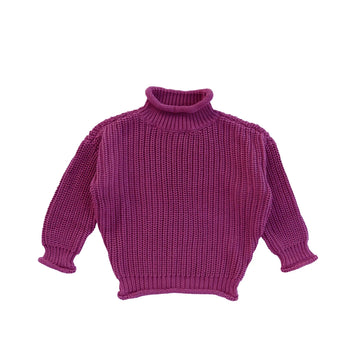 Oversized Turtleneck Sweater Magenta