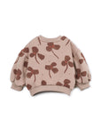 BROWN FLOWER ALL OVER  PRINT FLEECE SWEATER