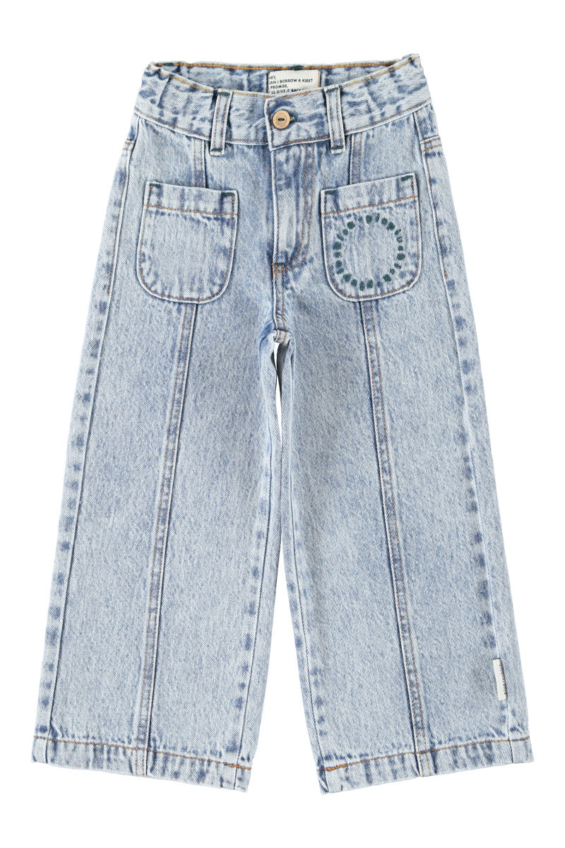 Flare trousers fadded light blue denim