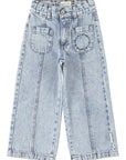 Flare trousers fadded light blue denim