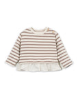 STRIPED FRILL JERSEY SWEATER