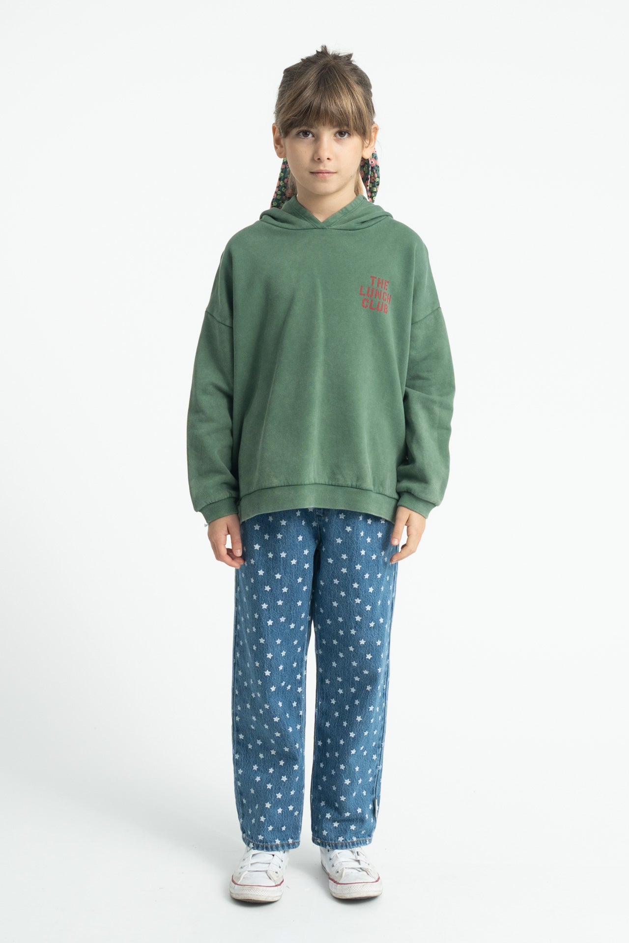 Hoodie green with apple print