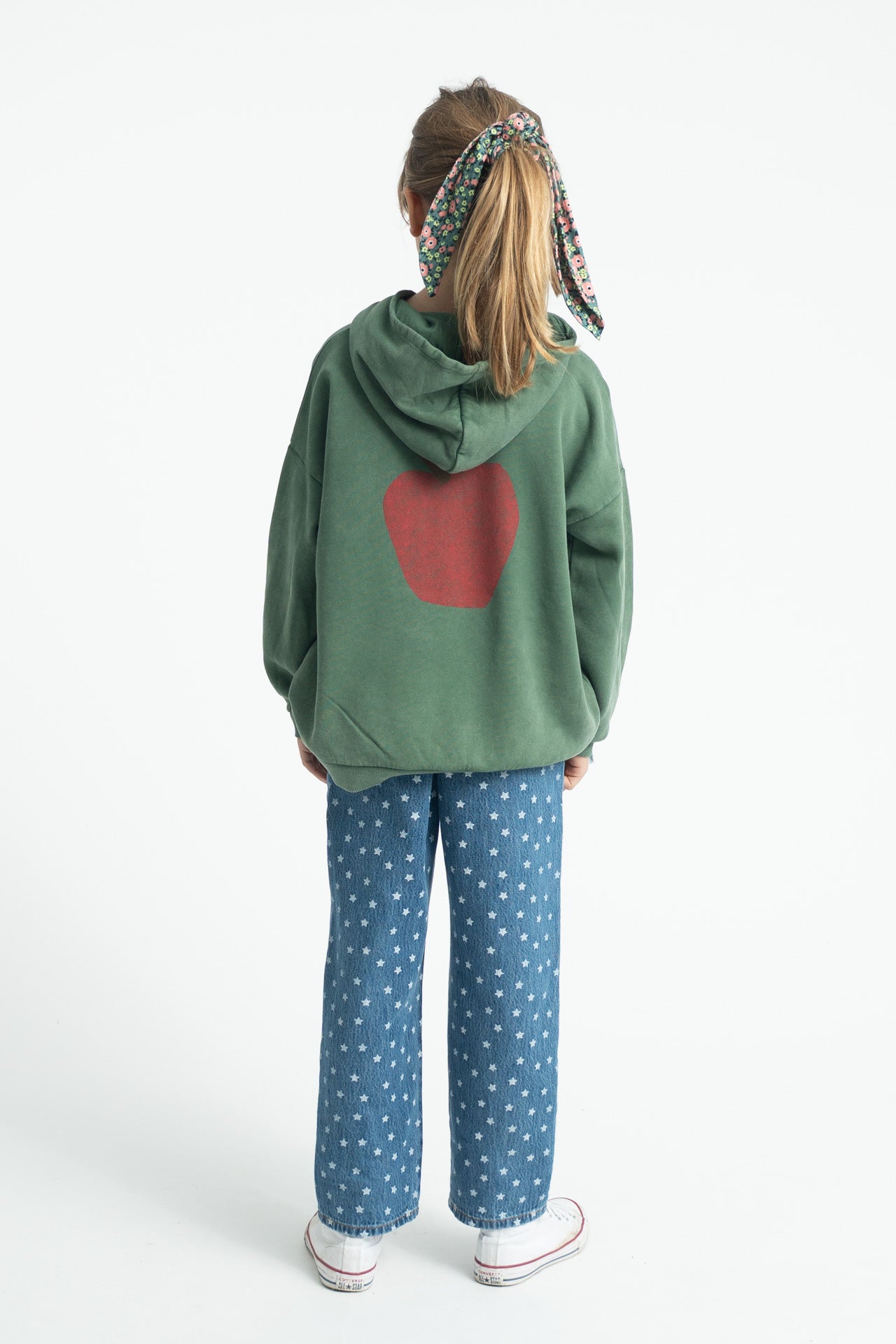Hoodie green with apple print