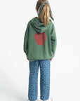 Hoodie green with apple print