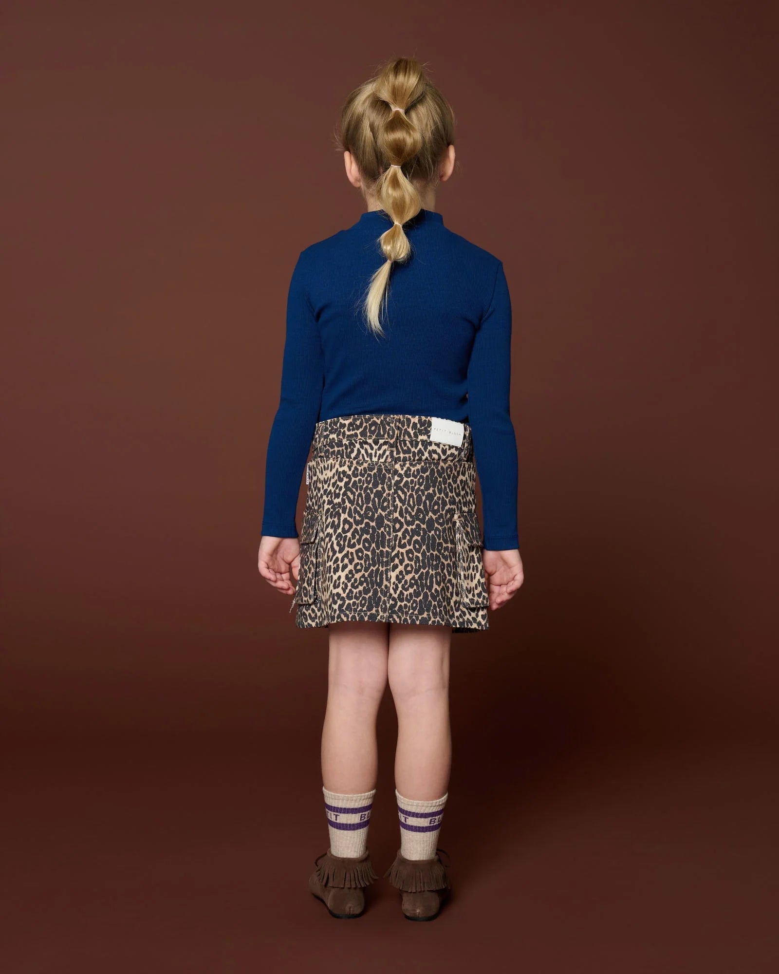 Denim Cargo Skirt | Leopard AOP