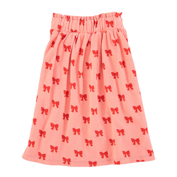 Pink terry skirt red bows