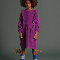 Short curduroy ruffle dress