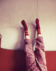 Sock bordeaux/orange stripes