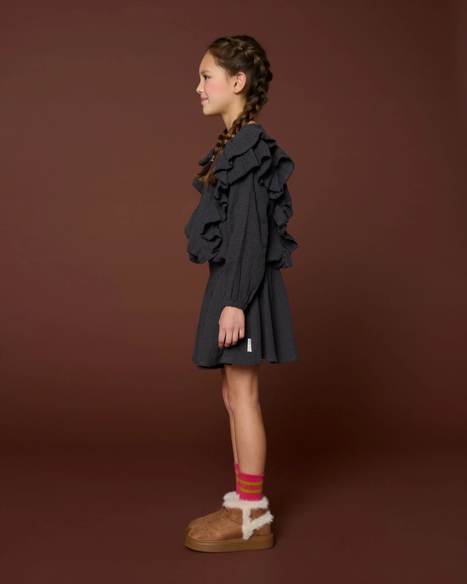 Romantic Ruffle Blouse | Dark Grey