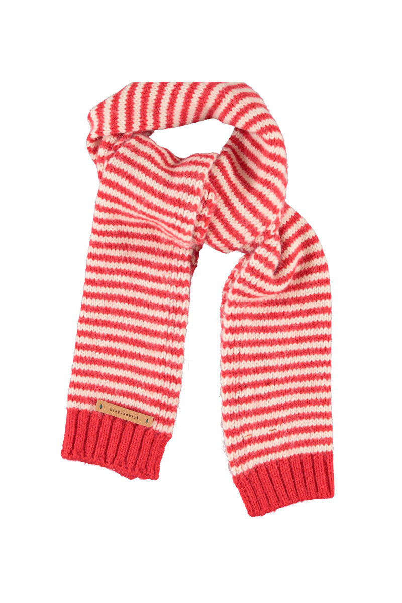 knitted scarf | ecru &amp; red stripes