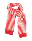 knitted scarf | ecru & red stripes