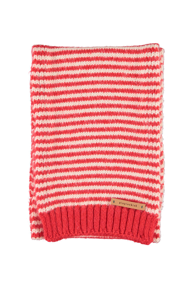 knitted scarf | ecru &amp; red stripes