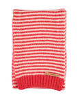 knitted scarf | ecru & red stripes