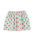 Allover red hearts skirt light blue
