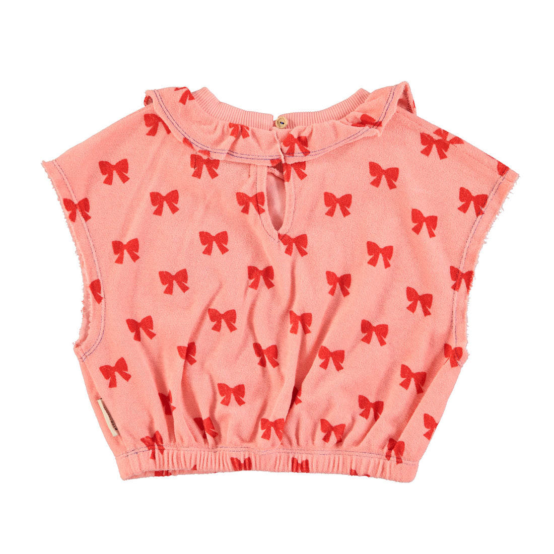 Pink terry top with red bows