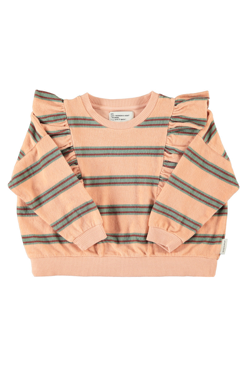 terry cotton sweatshirt | light pink w/ double stripes