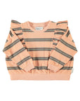 terry cotton sweatshirt | light pink w/ double stripes