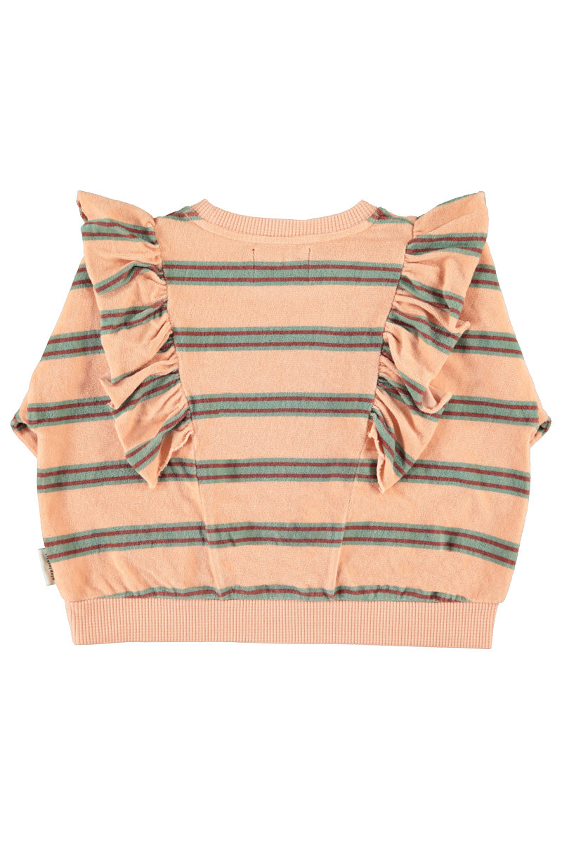 terry cotton sweatshirt | light pink w/ double stripes