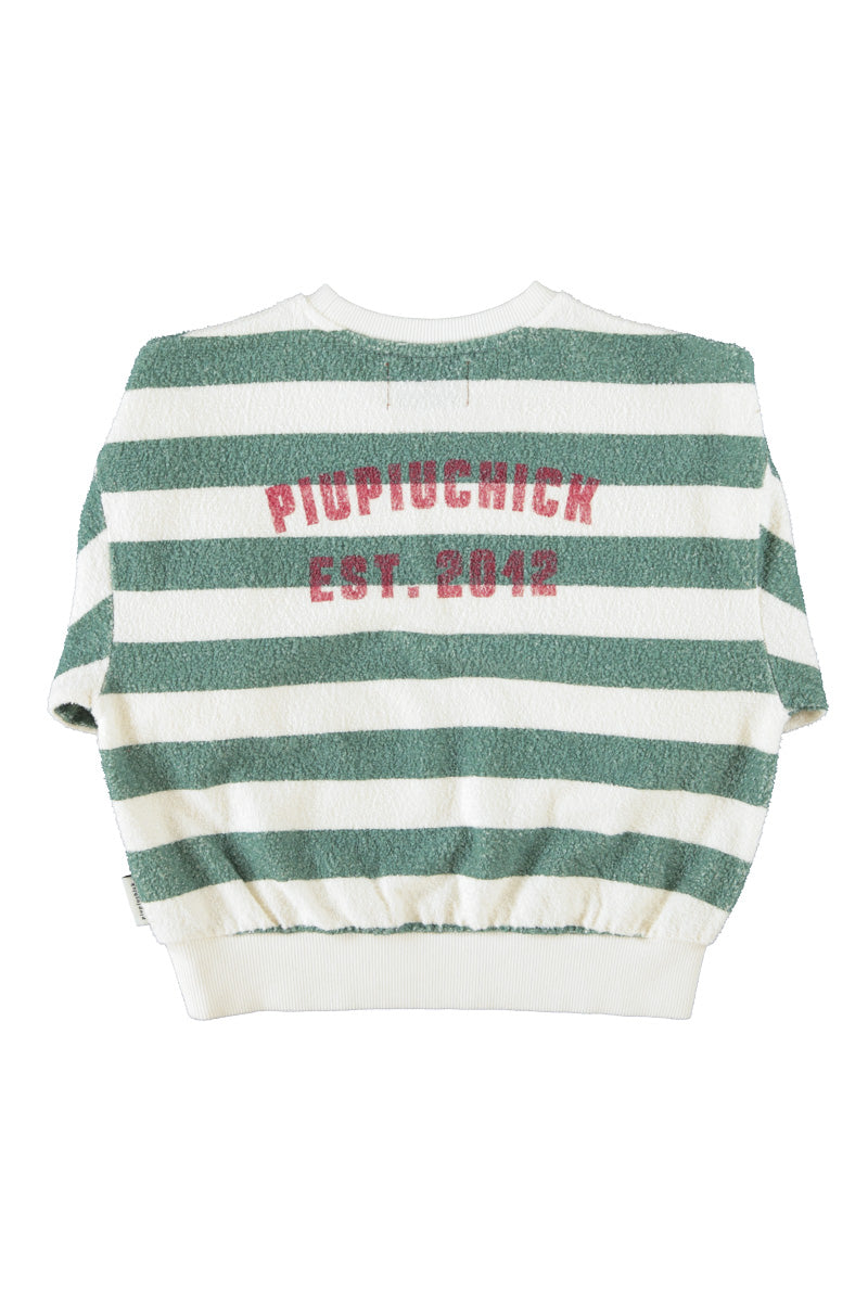 Sweatshirt ecru &amp; green stripes