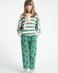 Sweatshirt ecru & green stripes