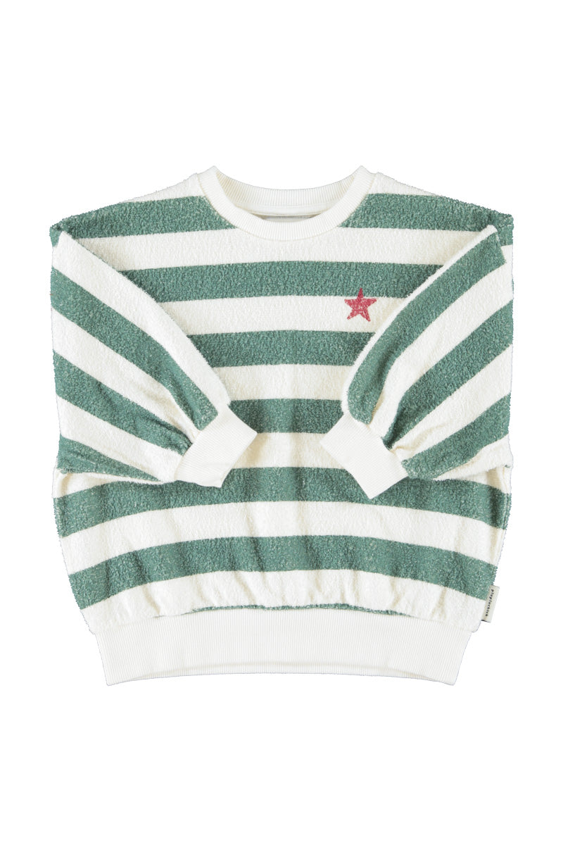 Sweatshirt ecru &amp; green stripes