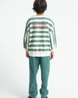 Sweatshirt ecru & green stripes