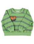 terry cotton sweatshirt | green w/ double stripes
