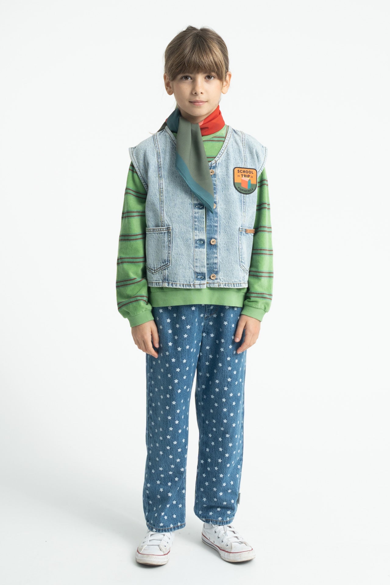 terry cotton sweatshirt | green w/ double stripes