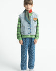 terry cotton sweatshirt | green w/ double stripes