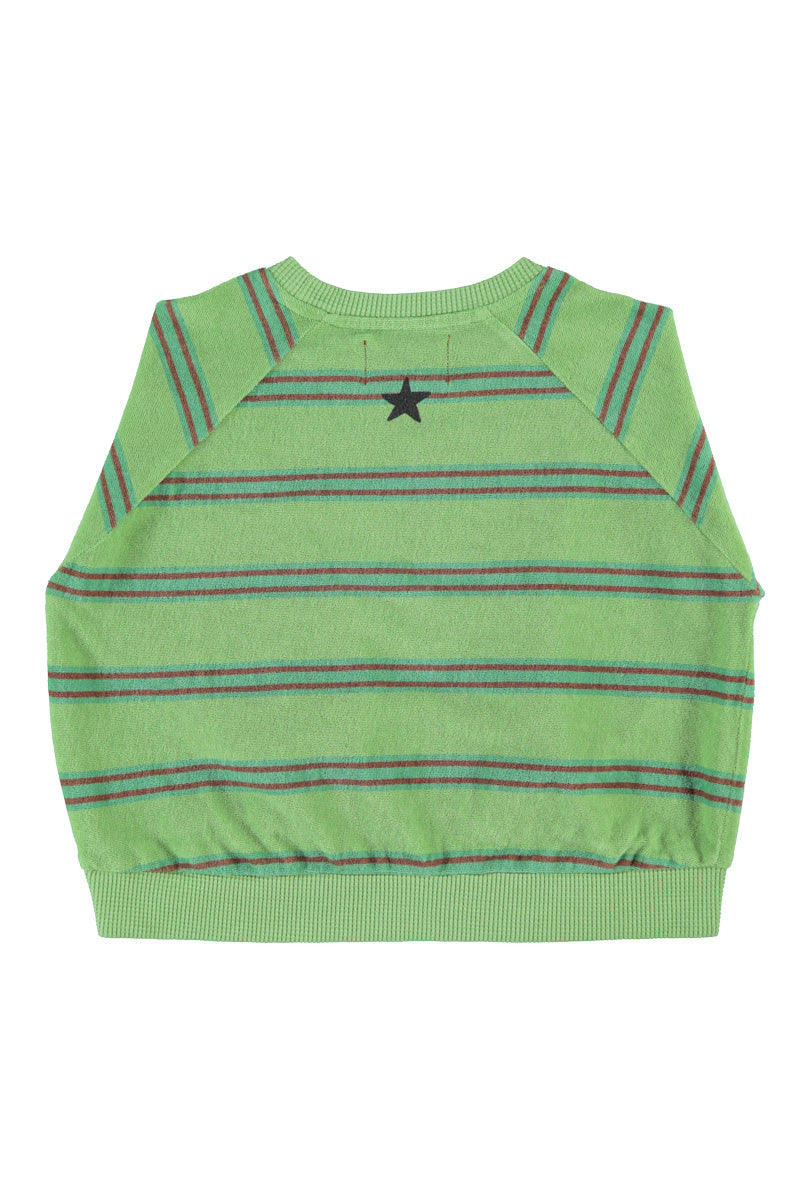 terry cotton sweatshirt | green w/ double stripes