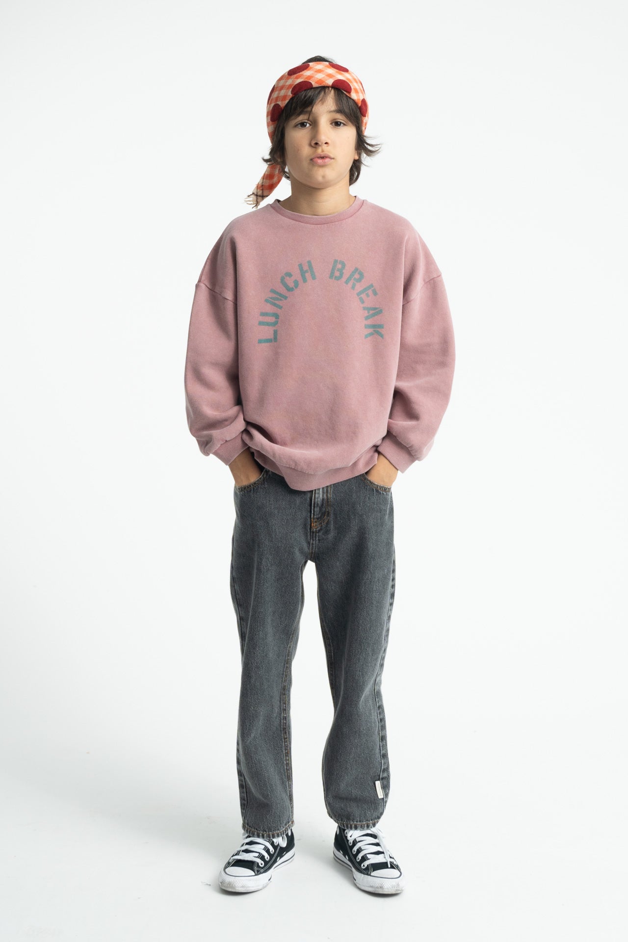 oversized sweatshirt pink "lunch break" print