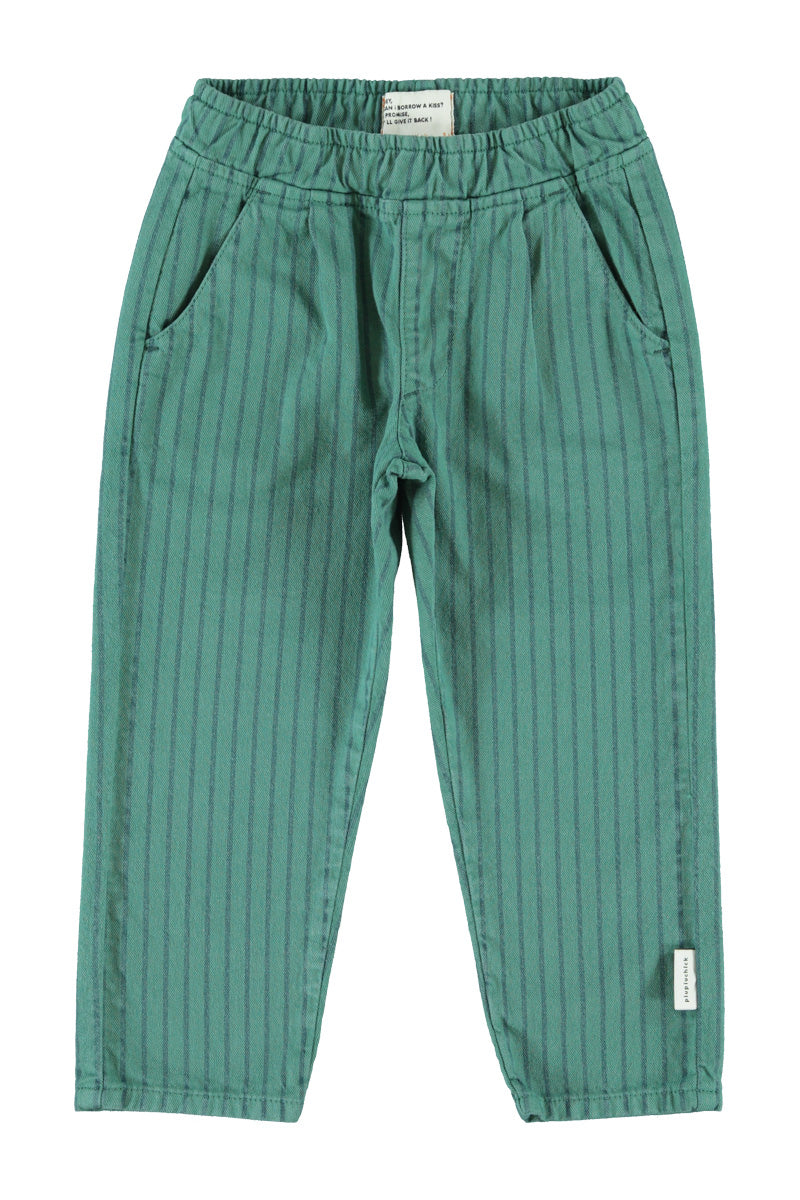 Green striped trousers