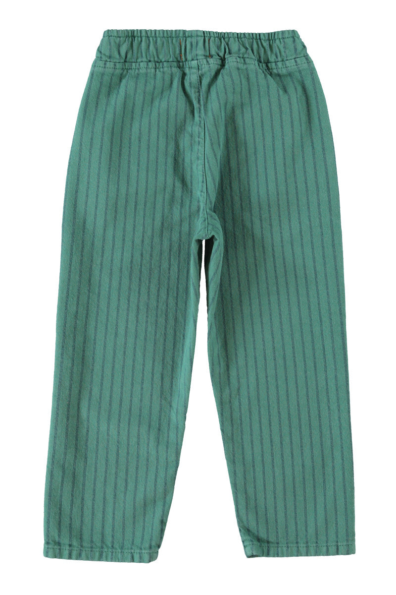 Green striped trousers