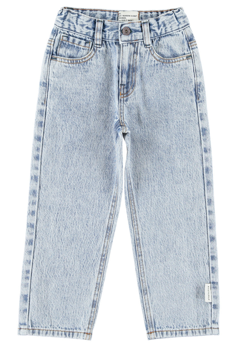 unisex trousers faded light blue denim