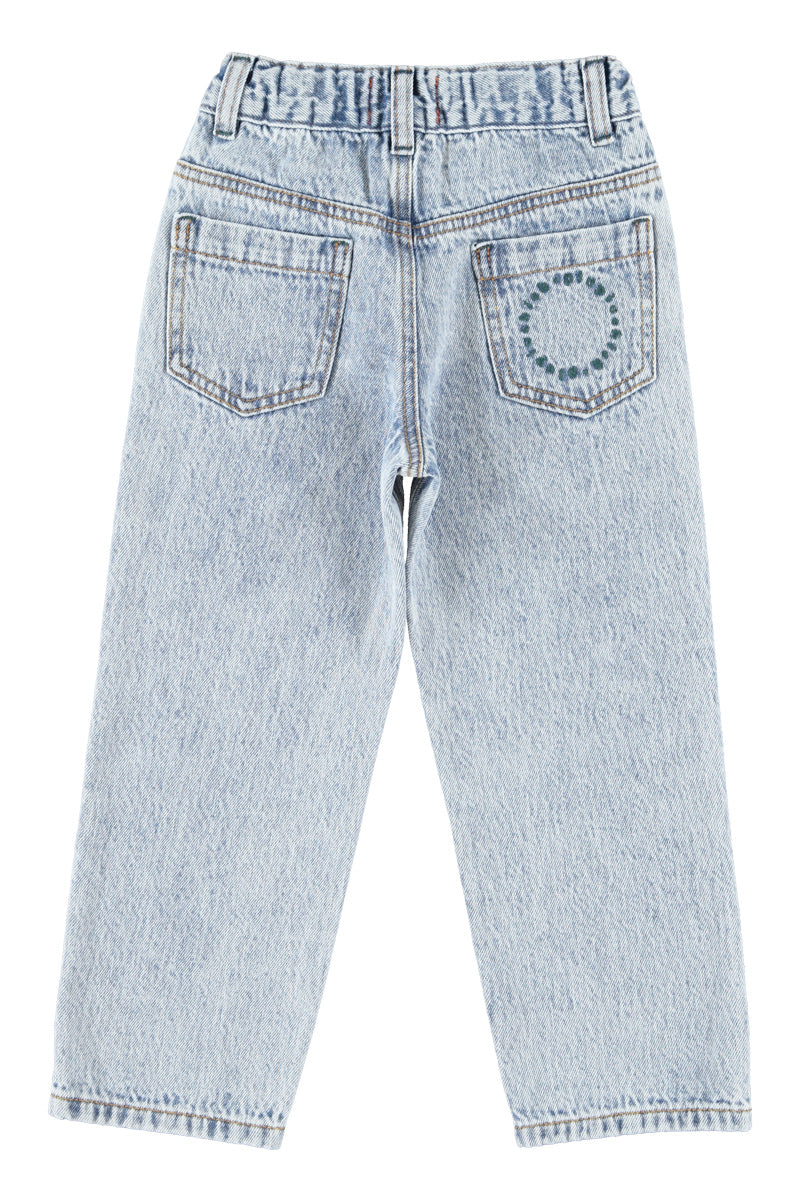 unisex trousers faded light blue denim