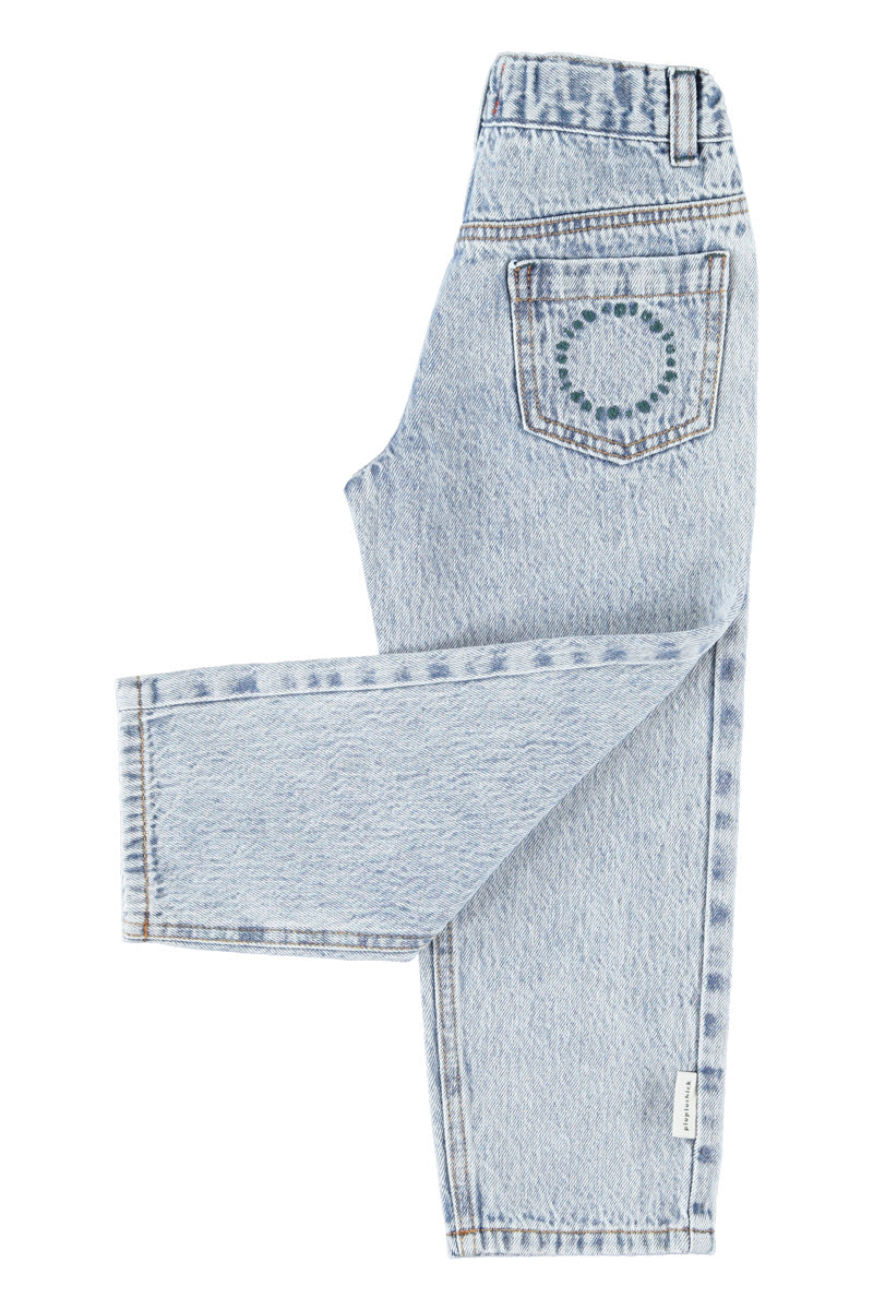 unisex trousers faded light blue denim