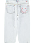 unisex trousers washed light blue denim